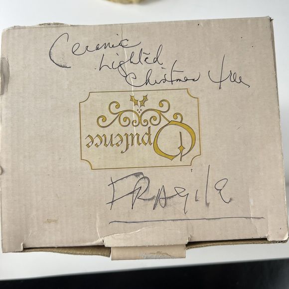 Vtg Opulence Lighted Christmas Tree Ceramic Santa Children Village Lit Stars 10” - Picture 12 of 16